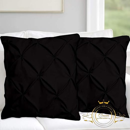 Amazon Com Black Solid Pinch Pleated Pintuck Euro Pillow Shams