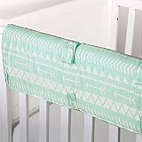 Mint Green Tribal Print 100% Cotton Padded Crib Rail Guard by The Peanut Shell
