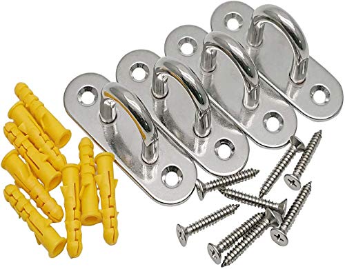 image for Hulless 3.1 x 1 Inch Stainless Steel Ceiling Hook Pad Eye Plate Marine