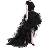 WDPL Women's Long High Low Ruffles Party Tulle Skirt
