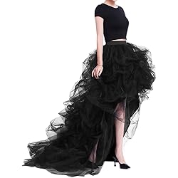 Lisong Women High Waist High Low Layered Tulle Floor Length