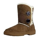 Clpp'li Womens Twin Button Fully Fur Lined Waterproof Winter Snow Boots