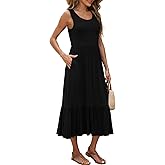 BELAROI Womens Plus Size Maxi Dresses Summer T Shirt Dress Casual Scoop Neck Short Sleeve Long Dress Loose Pockets Split