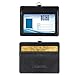 Wisdompro 2-Sided PU Leather ID Badge Holder with 1 ID Window and 1 Card Slot and 1 Piece 23 Inch Adjustable Polyester Detachable Neck Lanyard Strap (Holds 3 to 4 Cards) - Black (Horizontal)