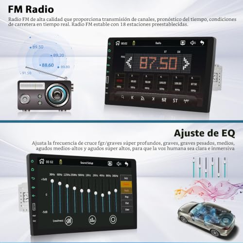 Inefala Car Radio 1 DIN with Wireless CarPlay and Android Autoradio, Car Radio Bluetooth 1 DIN, 9 Inch Touch Screen Car Radio Support Mirror Link/FM Radio/USB/Backup Camera