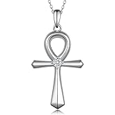 Feijiesi Ankh Necklace Sterling Silver Ankh Egyptian Necklace Egyptian Jewelry for Women Men
