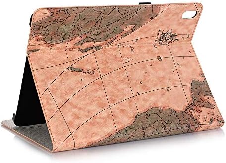 iPad Pro 12.9 Case Leather,Miya Map Pattern Premium Luxury PU Leather Flip Wallet Book Case Ultra Slim Lightweight Smart Cover with Card Slots for iPad Pro 12.9 inch 2018 3rd Generation - Yellow