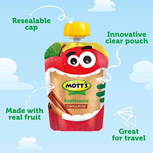 image for Mott's Cinnamon Applesauce, 3.2 Ounce Clear Pouch, 4 Count, Perfect fo