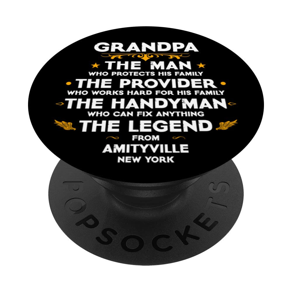 Grandpa family Quote USA City Amityville New York PopSockets Swappable PopGrip