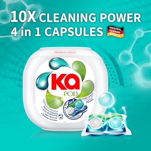 Centralin KA 4 in 1 PODS, 99.9% Anti-Bacterial Laundry Detergent, 48 Capsules, German Formulated Laundry Pods, Washing Liquid Capsules, Original Scent