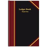 Jetec 1 Pcs Black Ledger Book 11.4 X 7.5 in Accounting Notebook | Single Entry Format, Hardcover for Tracking Expenses and Income, Financial Record Journal for Small Business Office