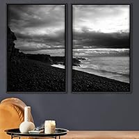 2 Piece Framed Canvas Wall Art Black and White Scenery Canvas Prints Home Artwork Decoration for Living Room,Bedroom - 16