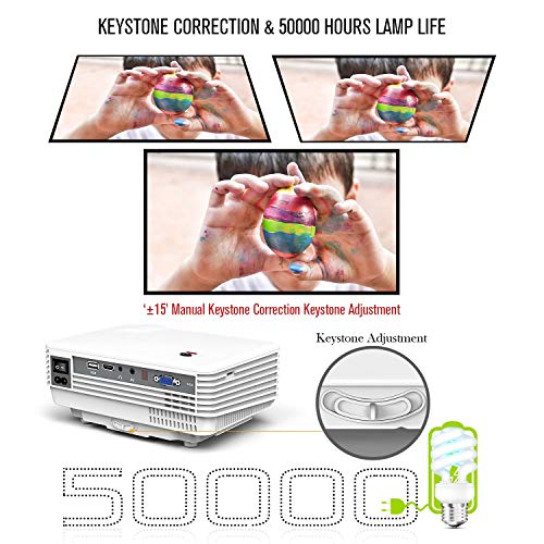 Projector, Upgraded TENKER Projector, 70% Brighter, Mini Home Theater Movie Projector with 4.0" LCD and Up to 176-inch Display, Supports 1080P HDMI/USB/SD Card/AV/VGA for TVs/Laptops/Games