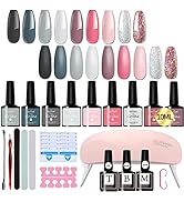 NAILGIL Gel Nail Polish Kit with U V Light, 12PCS Nail Gel Polish Set Daily Colors with Portable ...