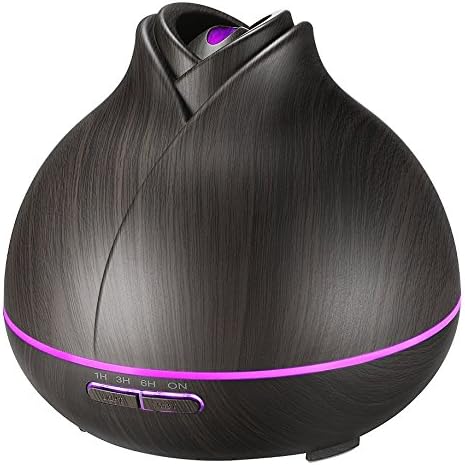 Blisse Essential Oil Diffuser, Dark Wood color, Rose shape, Ultrasonic Aromatherapy Humidifier, 400ml, Ultra Quiet, 7-color LED Light, Cool Mist, Child &amp; Pet Safe