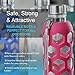 GoGlass Terra Borosilicate Glass Water Bottle With Silicone Sleeve 24oz, No Plastic, Modern Large Drinking Reusable Travel Bottles (Ocean Blue)