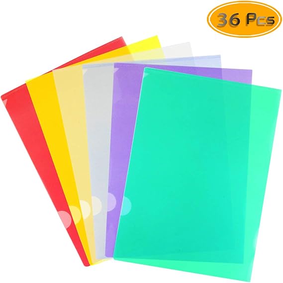 Fyess 36PCS Plastic Document Folders, 18C (1.8mm) Thick