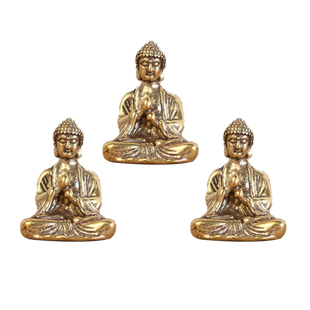 VORCOOL 3Pcs Mini Retro Style Buddhist Statues Decors Desktop Mini Buddha Adornments Home Decoration