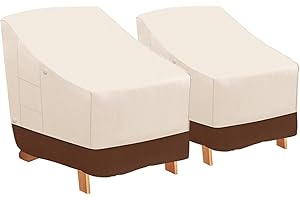 Tuyeho Patio Chair Cover 2 Pack, 40 x 37 x 30 inch, 900D Heavy Duty Outdoor Adirondack Chair Cover, Waterproof & Weather Resistant for Your Patio Lounge Deep Seat Chair (Beige & Brown)