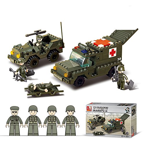 Lightahead diy building blocks set army soldiers, ambul…