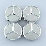 ZZHF1 Wheel Center Caps For Mercedes Benz 75mm - Raised Star Wheel Rim Insert Caps (4Pcs) (Silver)