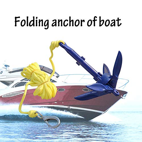 Grapnel Anchor Folding Compact Anchor with Rope for Kayaks, Canoes, Paddle Boards (Blue)