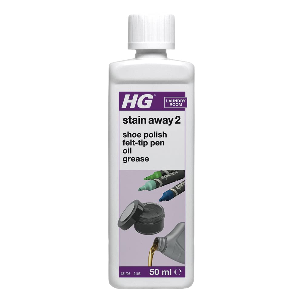 HG Stain Away 2, Removes Shoe Polish, Felt-Tip Pen, Oil & Grease, Erases Stubborn Marks & Stains From Clothes & Fabric Accessories, Textile Safe – 50ml (421005106)