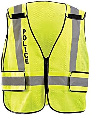 Occunomix Police LUX-PS-DOR Yellow Medium Polyester Mesh High-Visibility Vest - 021844-61651 [PRICE is per EACH]