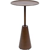 Kate and Laurel Sitara Modern Metal Circle Side Table, 14 x 14 x 24, Antique Brass, Unique Outdoor-Safe Round Metallic End Ta
