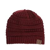 Yourstyle USA Trendy Warm Chunky Soft Stretch Cable Knit Slouchy Beanie (One Size, Burgundy)