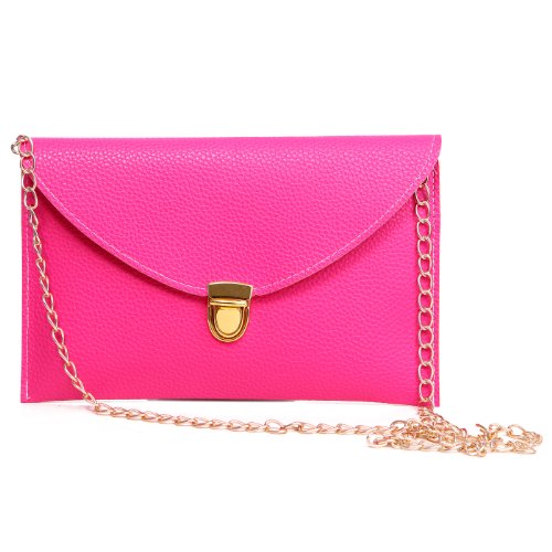 Hde women s envelope clutch purse handbag (hot pink)