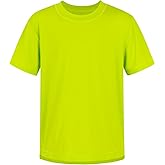 Spring&Gege Boys and Girls UPF 50+ Quick Dry Short Sleeve Neon T Shirts Kids Rash Guard Athletic Workout Tees