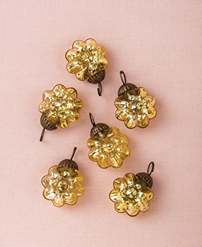 Luna Bazaar Mini Mercury Glass Ornaments (Celine Design, 1-Inch, Gold, Set of 6) - Vintage-Style Decoration