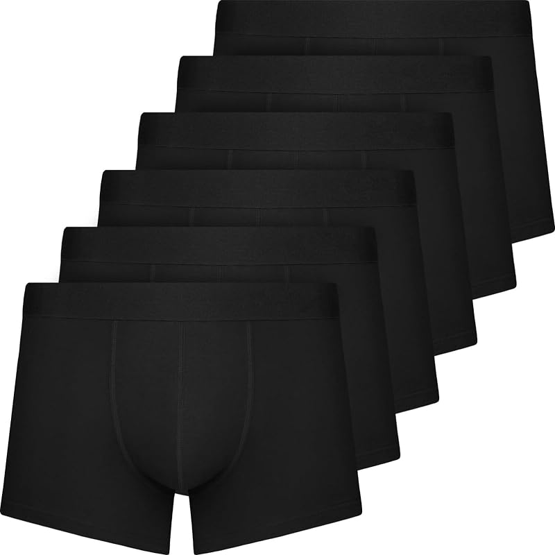 Cuecas boxer masculinas, pack de 6, sem logótipo, algodão confortável