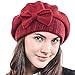 F&N STORY Lady French Beret Wool Beret Chic Beanie Winter Hat Jf-br034 (HY022-Claret)