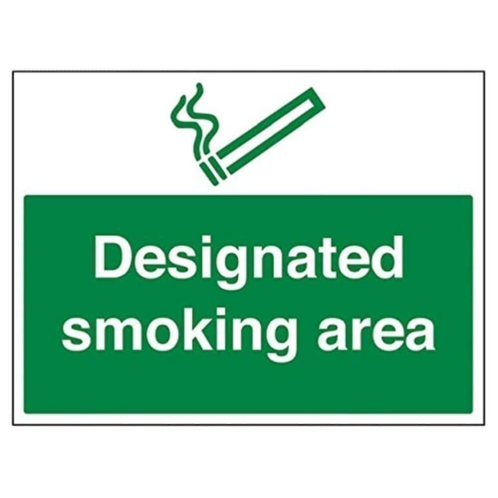 V Safety Designated Smoking Area Prohibition Sign - 400mm x 300mm - 1mm Rigid Plastic โ image 1