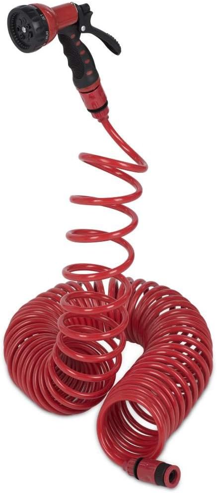 KREATOR KRTGR6703 Garden 15 Meters + Hand Shower Gun Spiral Hose, Red, 15 metros