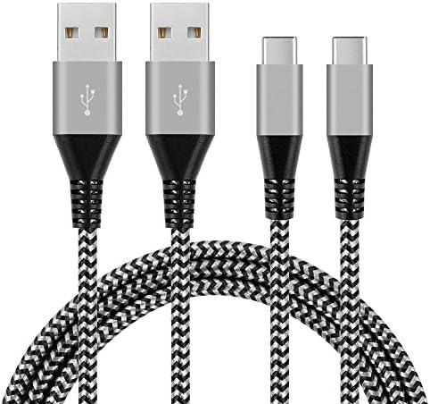 USB Type C Cable,Nanming USB C Type 3.0 Cable 3.3ft/1m Nylon Braided Long Cord USB Type A to C Fast Charger Pass 5A for Samsung Galaxy S8+,Macbook,Huawei,LG G6 V20 G5,Google Pixe (2Pcs Black+Gray)