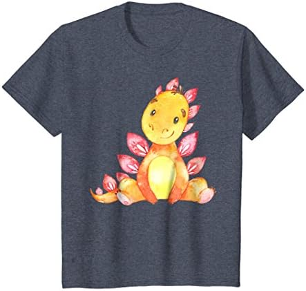 Kids Baby Dino Cute T-Shirts 12 Heather Blue
