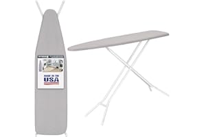 Ironing Board Full Size Made in The USA by Seymour Home Products (Light Grey) | Includes Cover and Pad | Ironing Board with 4 Steel Legs for Extra Support | Features Perforated Top for Steam Flow