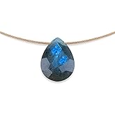Sol N Touch Emotions N Touch Series - Natural Gemstone Necklaces for Women - Pear Cut Faceted Cute Necklaces Gifts for Women & Teens - 17"-19" long Nylon-coated Monofilament 0.03" thick Cord