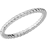 Claddagh Gold Dainty Stackable Rope-Style Wedding Ring in Sterling Silver (Size 7.25)