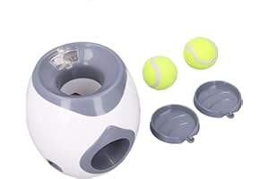 Geriop Automatic Dog Ball Launcher Safe to Keep Pet Busy Dog Tennis Ball Throwing Machine Interactive Reward with 2 Trainers,
