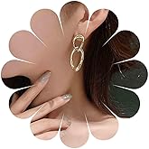 Iaceble Boho Gold Chain Link Earrings Cuban Chain Dangle Earrings Chunky Chain Stud Earrings Curb Chain Drop Earrings Jewelry for Women