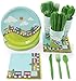 144PCS Choo Choo Train Birthday Party Supplies, Serve 24 Disposable Dinnerware Bundle, Includes Plates, Napkins, Cups, and Cutlery