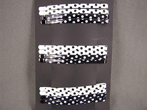 Black White Grey Polka Dots Hair Clips Set Pack Of 12 Bobby Bobbi Pins Hair Clip Barrette Colored Hair Clips For Women Girls