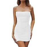 CHYRII Womens Sexy Summer Two Piece Outfits Bandeau Going Out Crop Tops Bodycon Skirt Sets Mini Dress