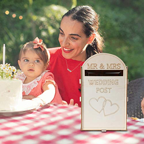 Karooch "Mr & Mrs Wedding Card Post Box Royal Mail Style Wooden Wedding Supplies Mailbox, Personalised Solid Pine Fully Assembled, Nail Free - Thumbnail 3