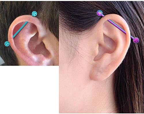 OUFER 4pcs 14G Surgical Steel Paint Swirl Splatter Industrial Barbell Cartilage Earrings 35mm Industrial Piercing Jewelry - Image 3