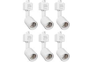 mirrea H Type Track Lighting Head to E26 Medium Screw Base Adapter Light Direction Adjustable Pack of 6 (White)